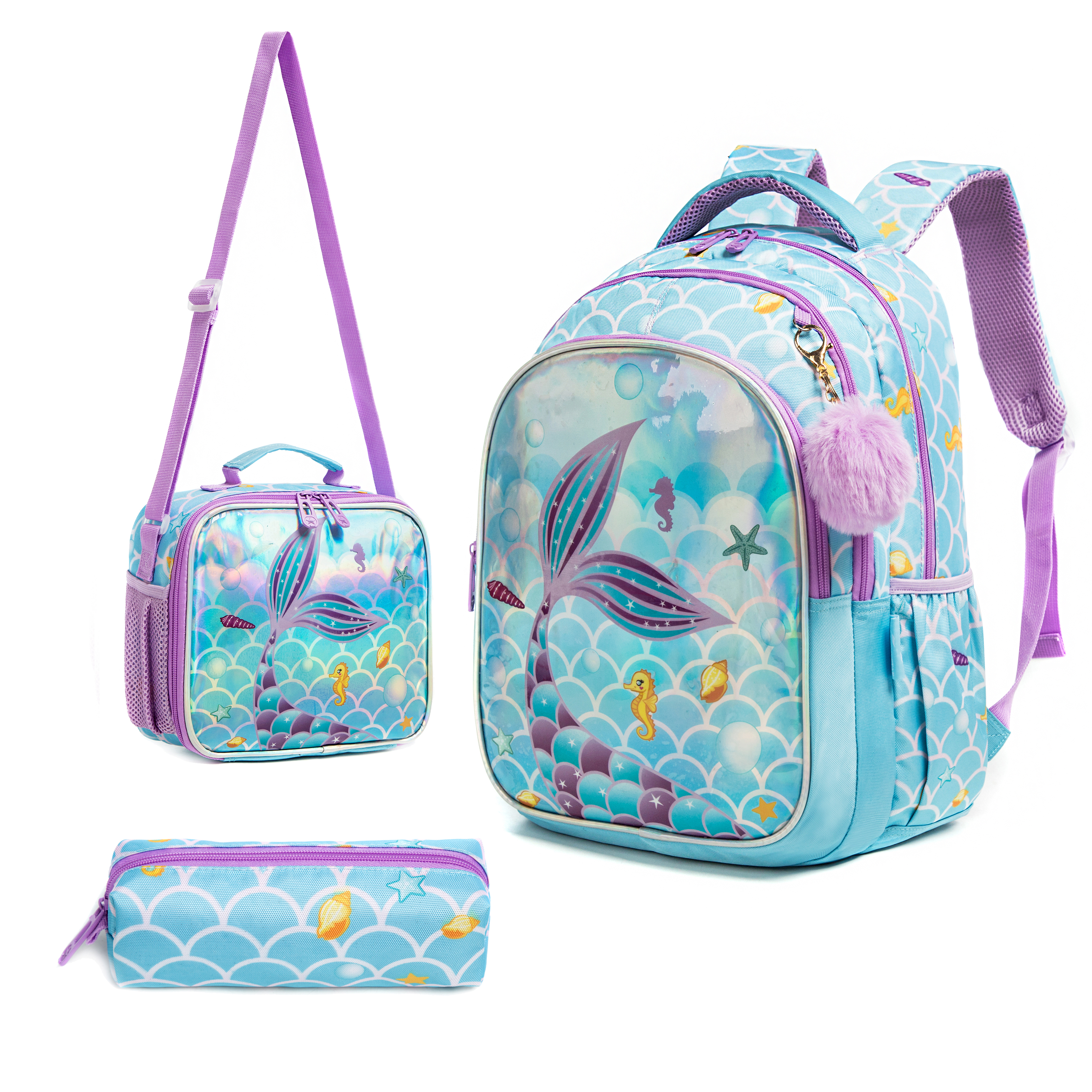 School Backpack Teen - Meetbelify Cute Blue Mermaid Backpacks for