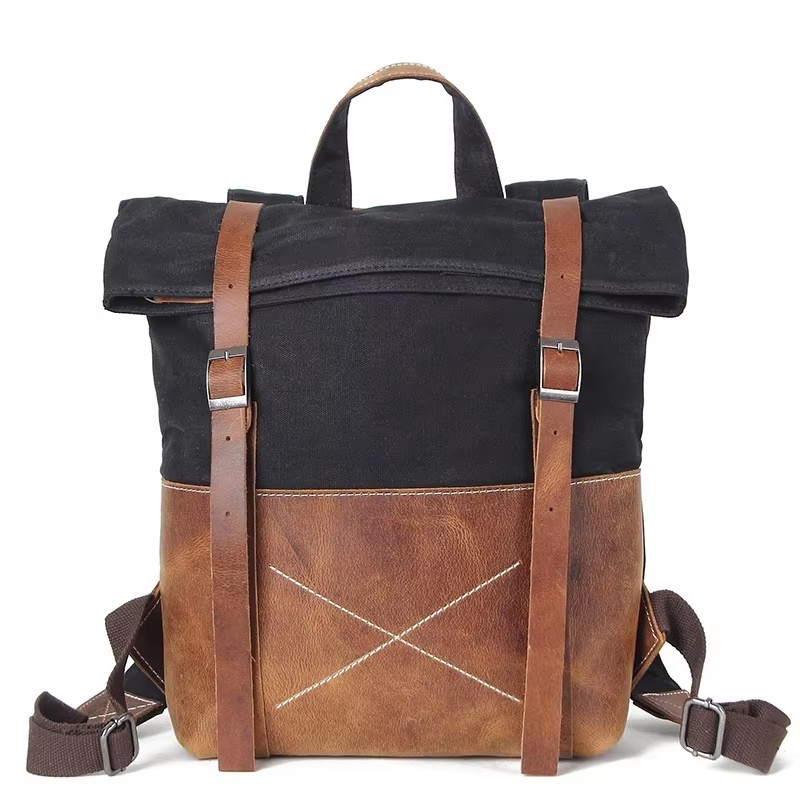 Fashion Men Backpack Waxed Can - Leather Backpack Vintage avis et prix