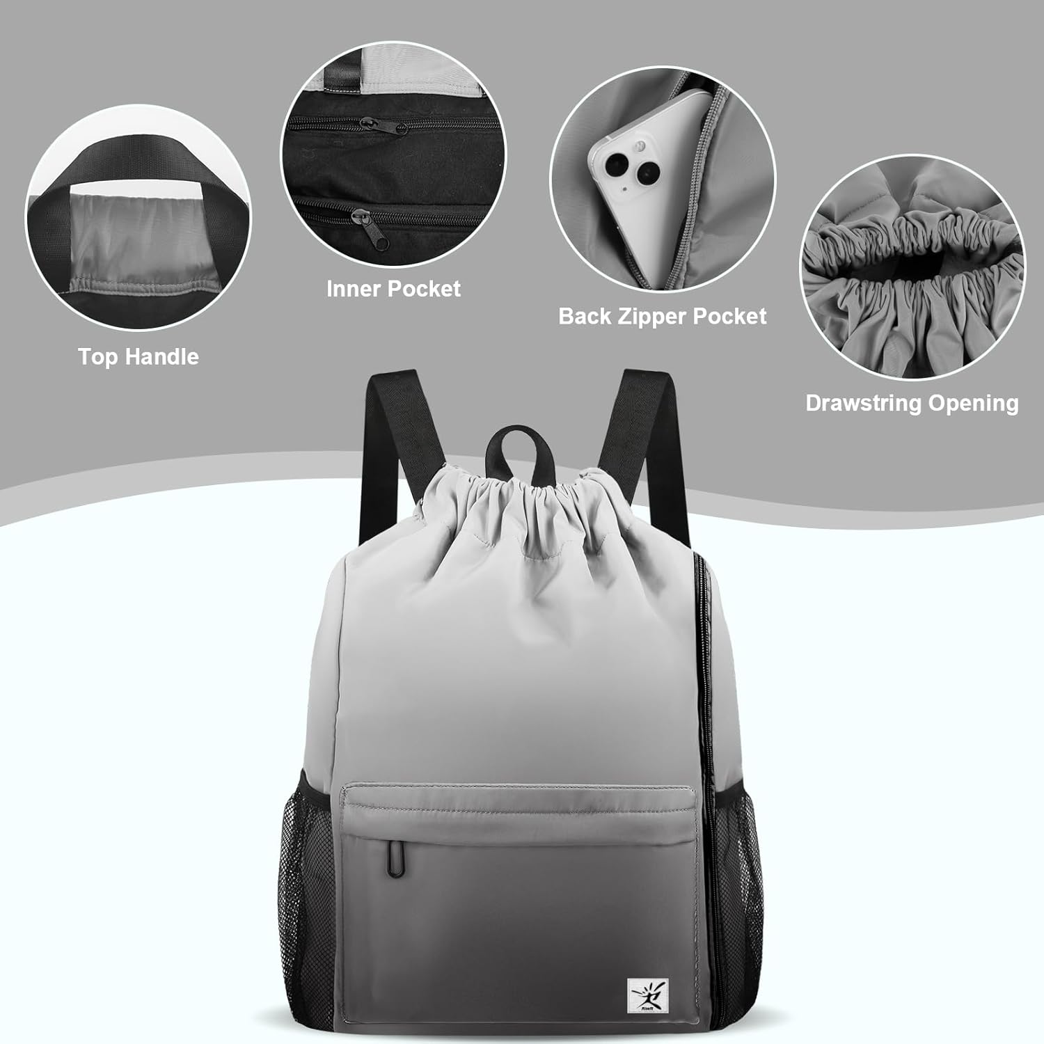 Drawstring Backpack with Mesh  - Drawstring Gym Bag avis et prix