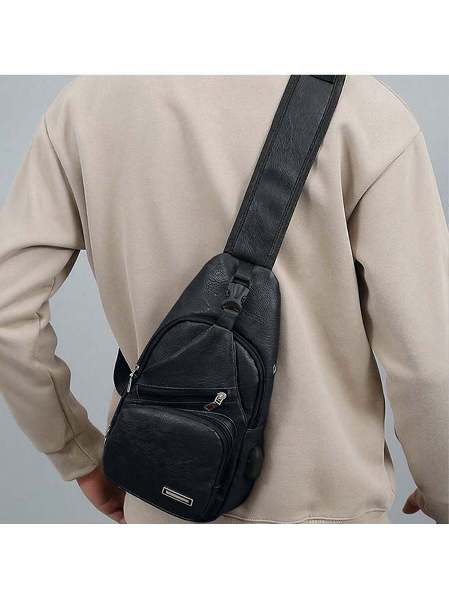 Mens Sling Bag With USB Port,  - Sling Backpack Shoulder avis et prix