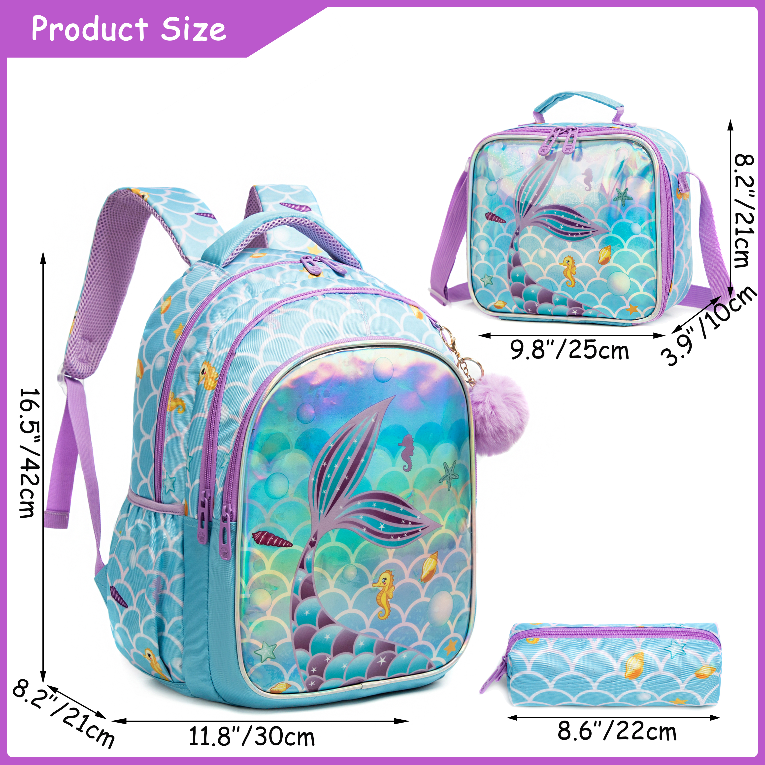 Meetbelify Cute  Blue Mermaid  - School Backpack Teen avis et prix