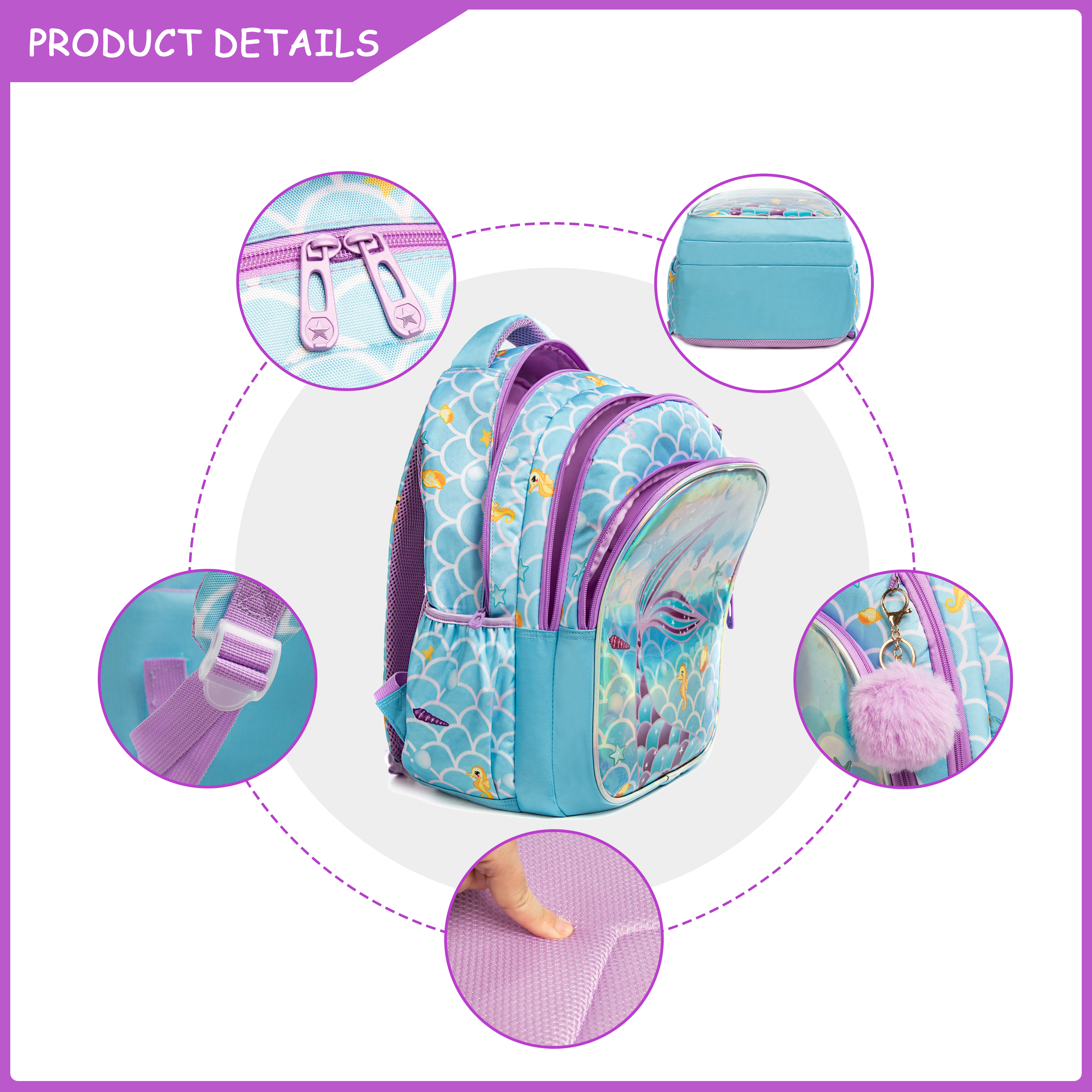 Meetbelify Cute  Blue Mermaid  - School Backpack Teen avis et prix